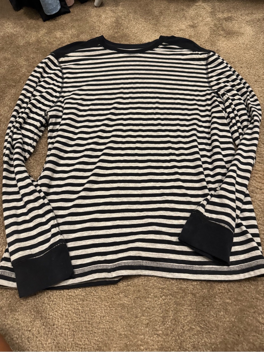 Old Navy Men’s Black & White Striped Crewneck Sweater